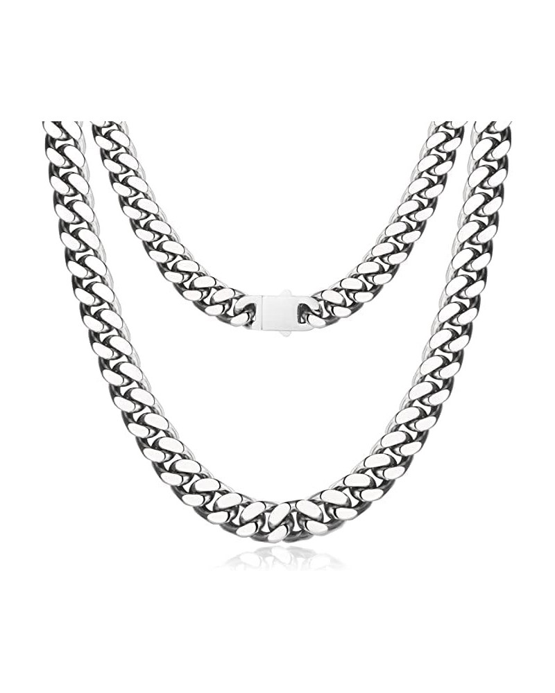 9mm Miami Cuban Link Chain for Men Women 316L Stainless Steel Boys Hiphop Silver Color Choker Necklace 16/18/20/22/24/26 Inch...