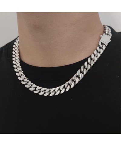 9mm Miami Cuban Link Chain for Men Women 316L Stainless Steel Boys Hiphop Silver Color Choker Necklace 16/18/20/22/24/26 Inch...