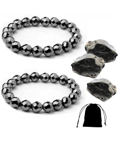 2 PCS Shungite Bracelet Shungite Beads Crystal Stretchy Stones Bracelets Energy for Men Women Chakra Balance Reiki Color-D $1...