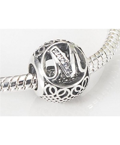 26 Letter Initial Character 925 Sterling Silver Bead Charm fit Pandora Chamilia Bracelet Necklace Jewlery (Letter V) Letter M...