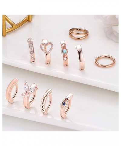 10Pcs Clicker Belly Button Rings For Women 14G CZ Opal Single/Double Hoop belly rings Stainless Steel Reverse Curved Navel Ri...