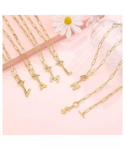 Toggle Clasp Capital A-Z Initial Necklace For Women HipHop Gold Alphabet Pendant Necklaces Thick Chain OT Buckle Necklace U $...