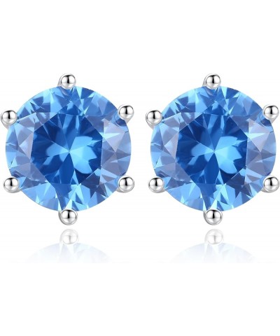 925 Sterling Silver CZ Stud Earrings for Women and Men | Round Brilliant Cut CZ Cubic Zirconia Hypoallergenic Silver Post Stu...