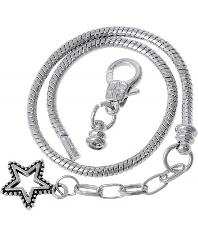 10pcs 9" Lobster Clasp Heart Lock Pendant Snake Chain European Charm Bracelet Silver Tone 20 CM Model 106 Silver $12.31 Brace...