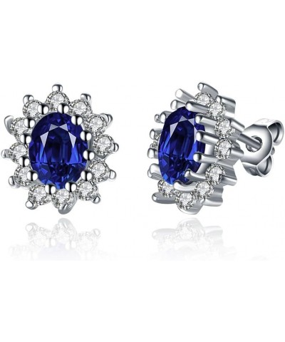 Princess Diana William Kate Middleton's Created Blue Sapphire Stud Earrings $11.12 Earrings