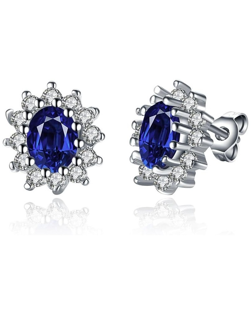 Princess Diana William Kate Middleton's Created Blue Sapphire Stud Earrings $11.12 Earrings