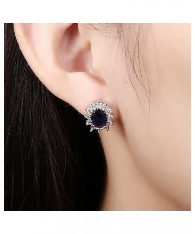 Princess Diana William Kate Middleton's Created Blue Sapphire Stud Earrings $11.12 Earrings