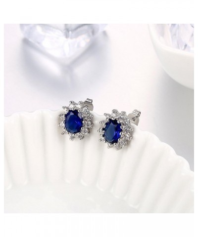 Princess Diana William Kate Middleton's Created Blue Sapphire Stud Earrings $11.12 Earrings