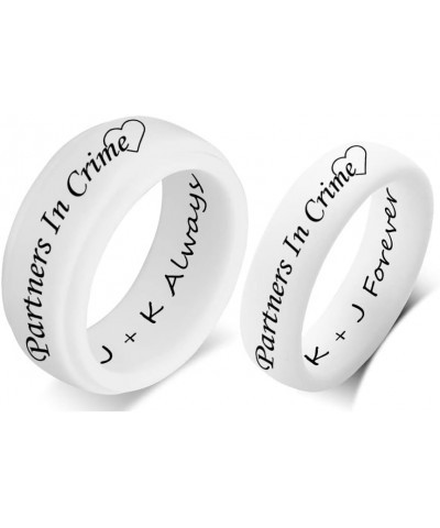 SHNIAN Silicone Rings for Couples 8MM+6MM Personalized Rubber Matching Silicone Rings Step Edge & Dome with Stackable Comfort...