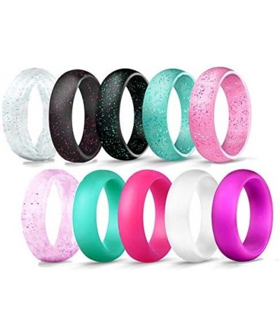 SHNIAN Silicone Rings for Couples 8MM+6MM Personalized Rubber Matching Silicone Rings Step Edge & Dome with Stackable Comfort...