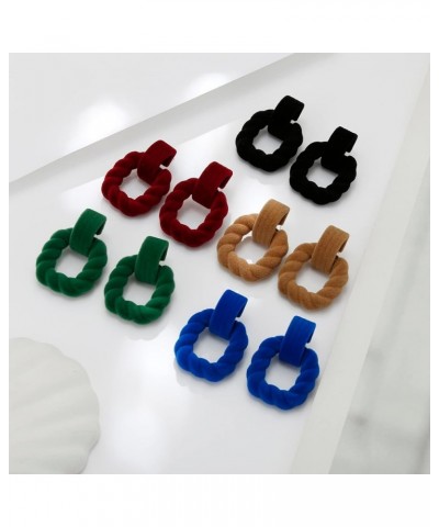 Rectangle Earrings for Women, Acrylic Square Earrings Twisted Geometric Statement Earrings Wine Red Velvet $8.39 Earrings