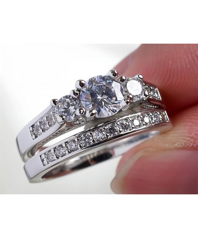 Rings for Women Creative Combination Moissanite Cubic Zirconia Two-in-One Wedding Engagement Ring Sets silver7 5 $4.63 Rings