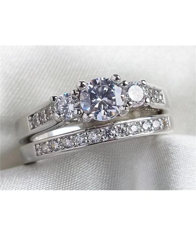 Rings for Women Creative Combination Moissanite Cubic Zirconia Two-in-One Wedding Engagement Ring Sets silver7 5 $4.63 Rings