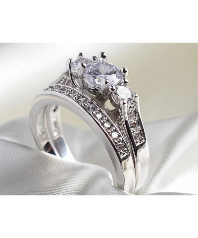 Rings for Women Creative Combination Moissanite Cubic Zirconia Two-in-One Wedding Engagement Ring Sets silver7 5 $4.63 Rings