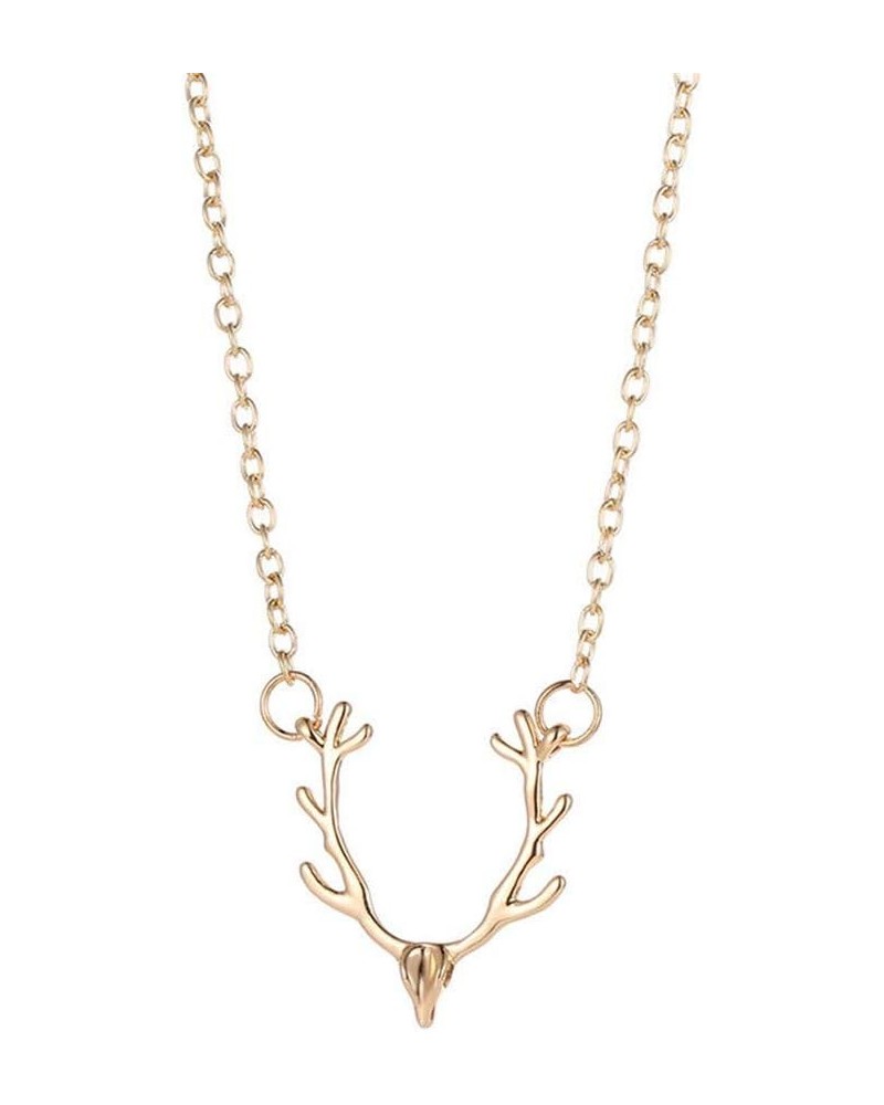 Deer Antlers Choker Necklace Cute Animal Elk Head Pendant Necklace for Women Girls Trendy Christmas Jewelry Gifts gold $8.69 ...