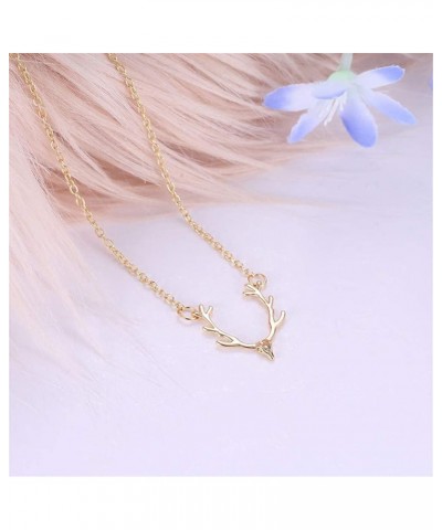 Deer Antlers Choker Necklace Cute Animal Elk Head Pendant Necklace for Women Girls Trendy Christmas Jewelry Gifts gold $8.69 ...