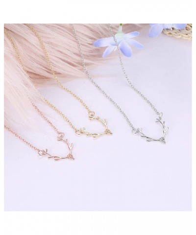 Deer Antlers Choker Necklace Cute Animal Elk Head Pendant Necklace for Women Girls Trendy Christmas Jewelry Gifts gold $8.69 ...