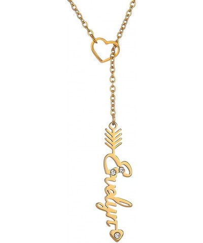 Heart Shaped Arrow Y Necklace with Name 18 + 2 in Made of PVD Gold Plated Stainless Steel Evelyn Stainless Steel $8.26 Necklaces