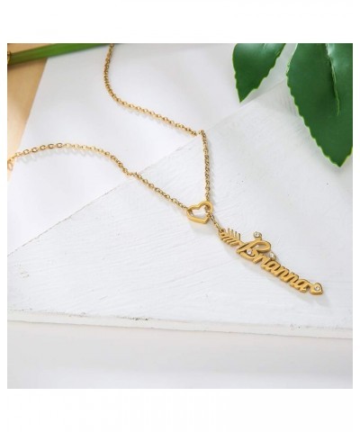 Heart Shaped Arrow Y Necklace with Name 18 + 2 in Made of PVD Gold Plated Stainless Steel Evelyn Stainless Steel $8.26 Necklaces