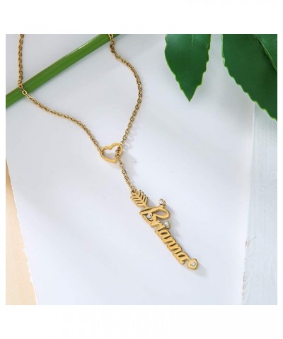 Heart Shaped Arrow Y Necklace with Name 18 + 2 in Made of PVD Gold Plated Stainless Steel Evelyn Stainless Steel $8.26 Necklaces