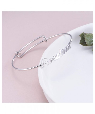 Name Bangle 925 Sterling Silver Name Bracelet Personalized Adjustable Bangle Custom Jewelry Birthday Gift for Women Girls Gol...