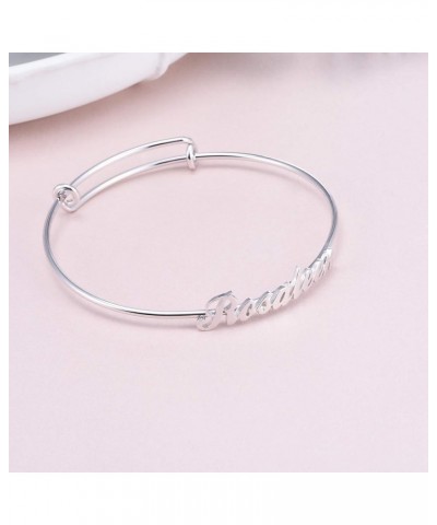 Name Bangle 925 Sterling Silver Name Bracelet Personalized Adjustable Bangle Custom Jewelry Birthday Gift for Women Girls Gol...