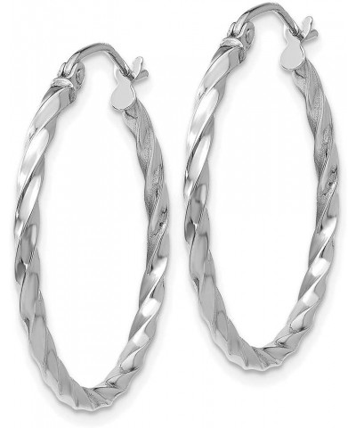 2mm Polished Twisted Hoop Earrings in Real 14k Gold White Gold - 25mm $71.94 Earrings