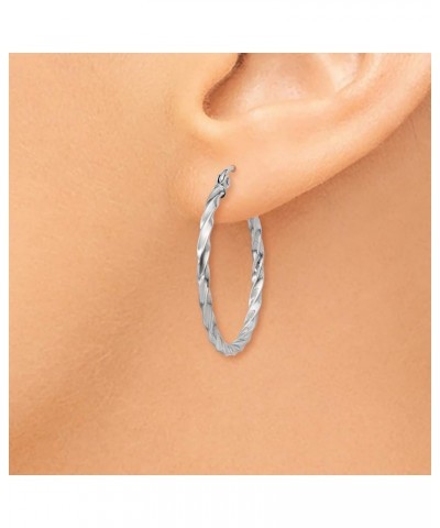 2mm Polished Twisted Hoop Earrings in Real 14k Gold White Gold - 25mm $71.94 Earrings