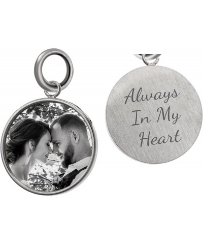 Laser Engraving Personalized Photo Picture and Message Text Round Pendant Dangle Bead for European Charm Bracelets Jewelry Me...