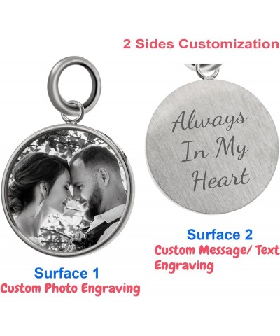 Laser Engraving Personalized Photo Picture and Message Text Round Pendant Dangle Bead for European Charm Bracelets Jewelry Me...