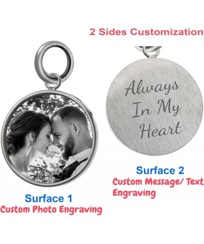 Laser Engraving Personalized Photo Picture and Message Text Round Pendant Dangle Bead for European Charm Bracelets Jewelry Me...