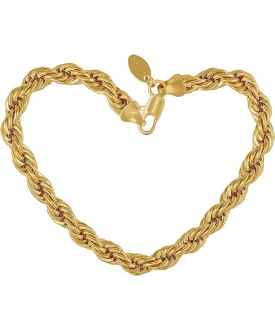 7mm Rope Chain Bracelet for Men and Women 24K Real Gold Plated Gold 7 inches $34.80 Bracelets