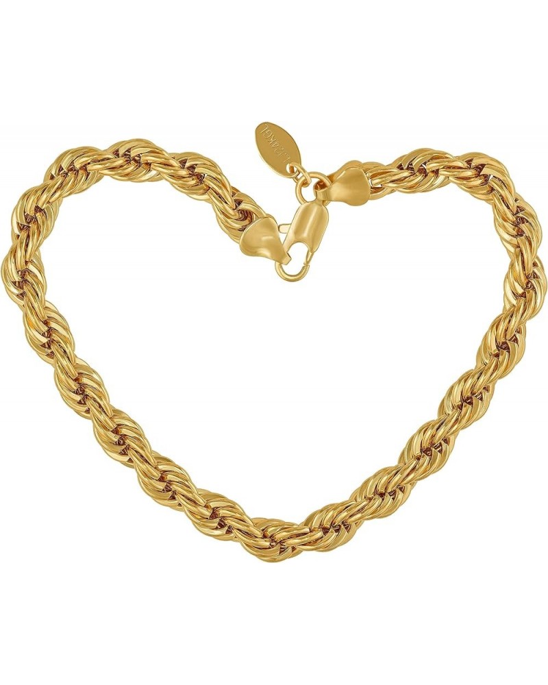 7mm Rope Chain Bracelet for Men and Women 24K Real Gold Plated Gold 7 inches $34.80 Bracelets