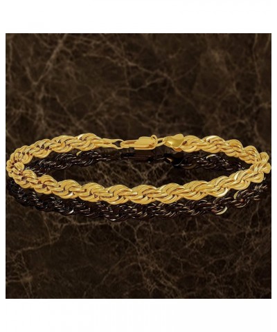 7mm Rope Chain Bracelet for Men and Women 24K Real Gold Plated Gold 7 inches $34.80 Bracelets