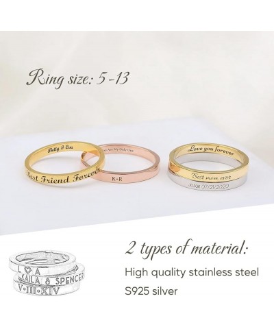 925 Sterling Silver Personalized Stackable Engraved Name Ring with Birthstone Custom Ring for Women Girls Mothers Day Birthda...