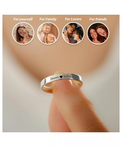 925 Sterling Silver Personalized Stackable Engraved Name Ring with Birthstone Custom Ring for Women Girls Mothers Day Birthda...