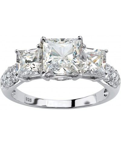 PalmBeach Platinum-plated Sterling Silver Princess Cut Created White Sapphire 3-Stone Bridal Ring Sizes 6-10 $49.40 Bracelets