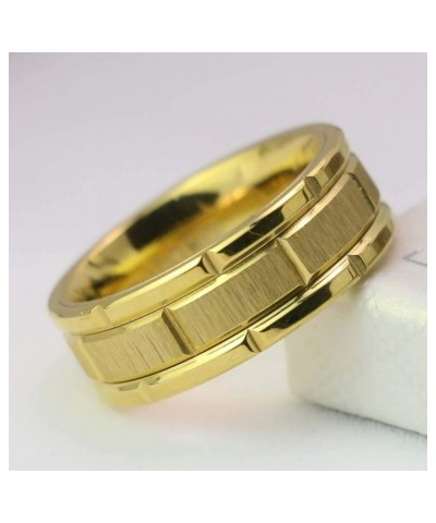 Couple Rings Yellow Gold Plated Princess 8 * 8 Cz Womens Wedding Ring Sets Titanium Steel Men Wedding Bands(Please Buy 2 Ring...