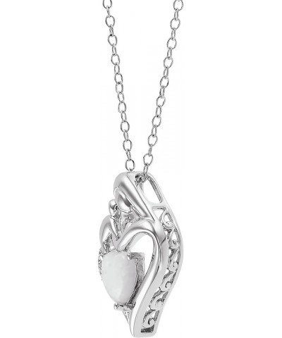 Mother and Child Heart Pendant with Diamond in Sterling Silver (.003 cttw, I-J Color, I3 Clarity), 18 Opal $16.28 Necklaces