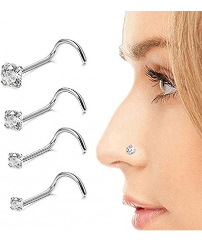 8 Pcs Surgical Steel/Titanium Nose Studs 20g Hypoallergenic Nose Screw Round Diamond Nose Rings Piercing Set with Gift Box $6...