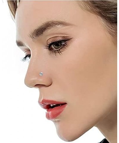 8 Pcs Surgical Steel/Titanium Nose Studs 20g Hypoallergenic Nose Screw Round Diamond Nose Rings Piercing Set with Gift Box $6...