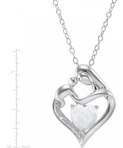 Mother and Child Heart Pendant with Diamond in Sterling Silver (.003 cttw, I-J Color, I3 Clarity), 18 Opal $16.28 Necklaces