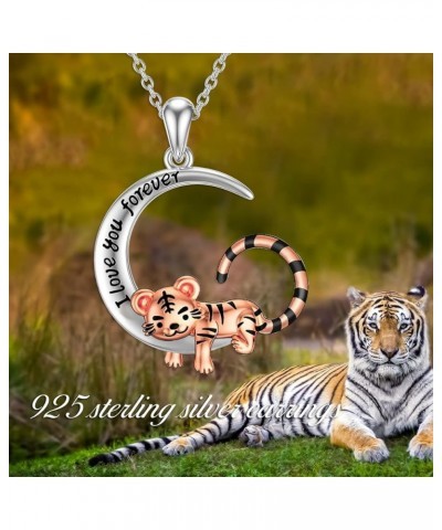 Cute Animal Necklace S925 Sterling Silver Hamster/Tiger/Fox Pendant Necklace Animal Jewelry Gifts for Women Girls Teen moon t...