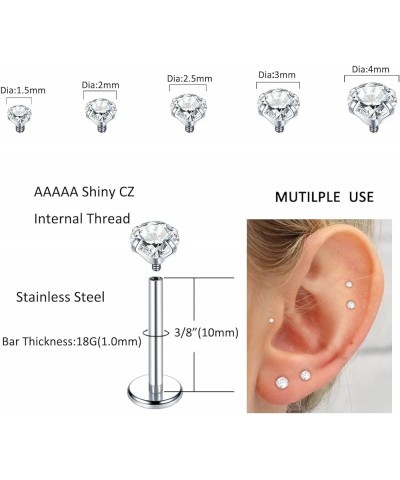 18G 16G Nose Rings Studs Stainless Steel Internally Threaded Labret Medusa Lip Rings Tragus Earrings Studs Piercing Jewelry 1...