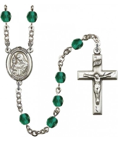 St. Clare of Assisi Silver-Plated Rosary - Every Birth Month Color and More December Blue, Small Crucifix $54.71 Necklaces