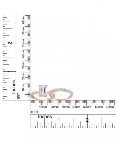 925 Sterling Silver 8X6MM Emerald Cut Lab Created Moissanite Diamond Solitaire Engagement Ring With Band Gift For Womens With...