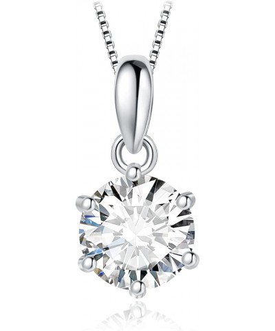 Round 1ct 2ct 3ct Moissanite Solitaire Pendant Necklace for Women, Classic Simulated Diamond 925 Sterling Silver 14k White Go...