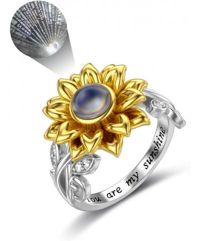 Sunflower Ring with I Love You 100 Languages Stone You Are My Sunshine Flower Ring Gift for Women Girl Sunflower size 8 $26.3...