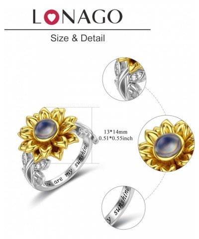 Sunflower Ring with I Love You 100 Languages Stone You Are My Sunshine Flower Ring Gift for Women Girl Sunflower size 8 $26.3...