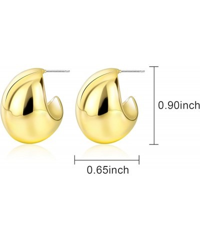 Chunky Gold Hoop Earrings, Small Gold Hoop Earrings for Women 14K Real Gold Plated Thick Open Hoops Lightweight style-10 $7.7...